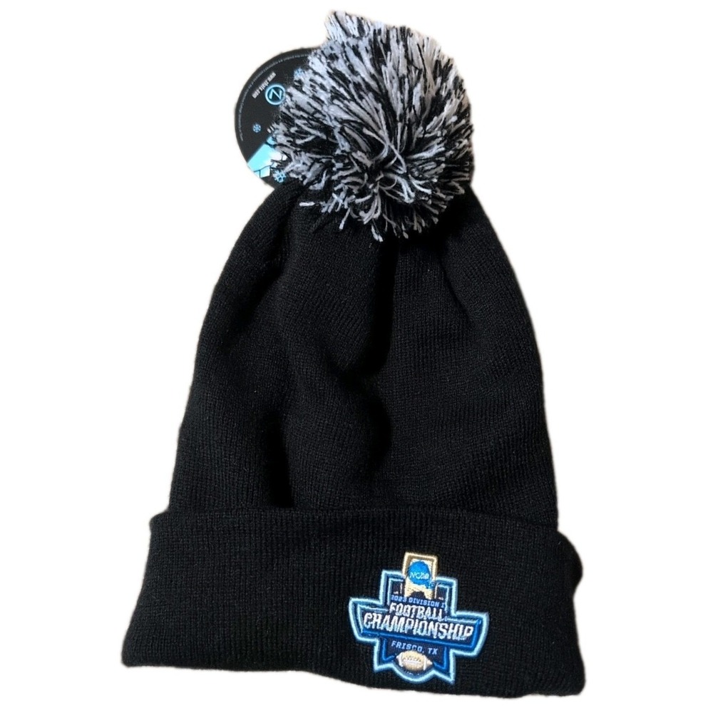 Football  Championship 2023 Black Knit Fur Pom Zephyr Beanie‎ Cap  Hat H209